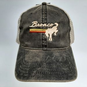Bronco Relaxed Trucker Mesh Snapback Hat Cap Embroidered Brown Tan